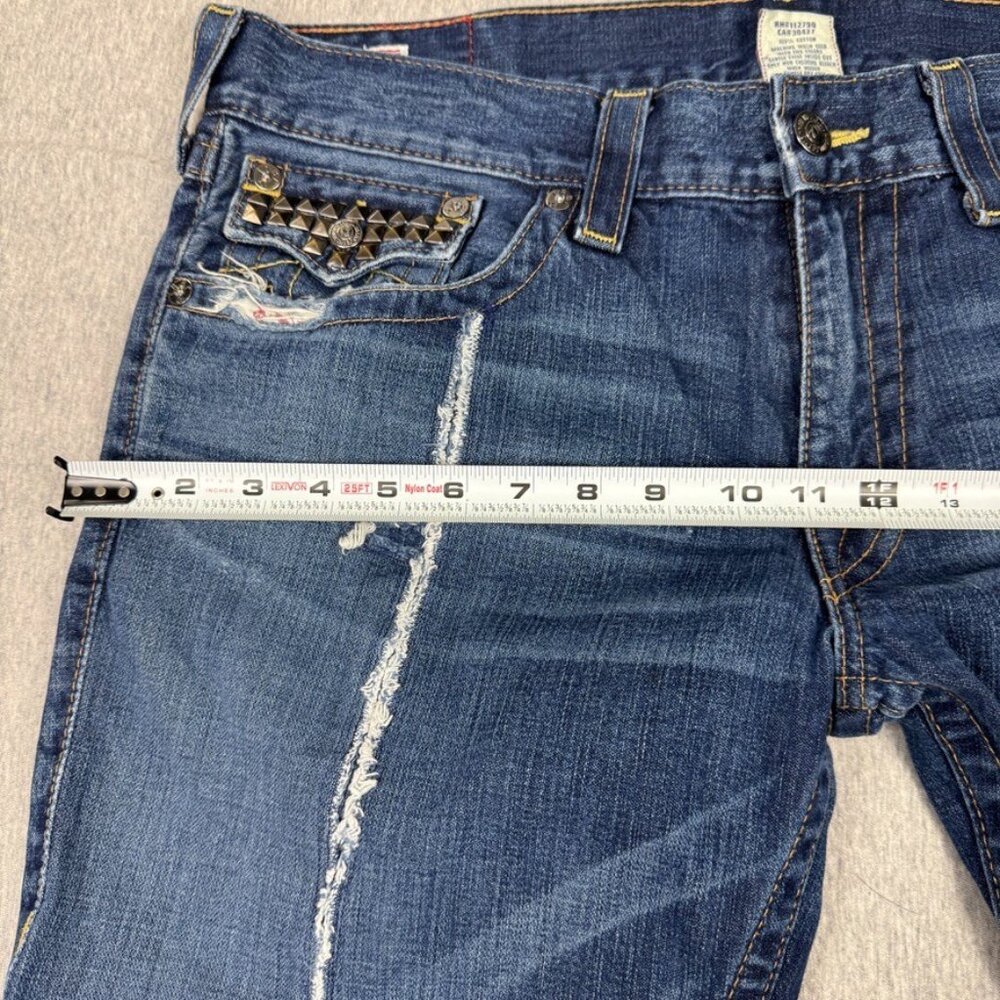 True Religion Ricky Distressed Embellished Studded Jeans Size 36X34 Y2k Straight - Picture 5 of 14